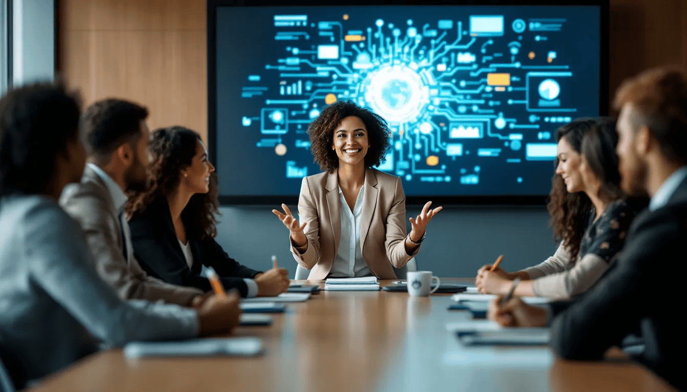 A leader demonstrating high emotional intelligence in a team setting.